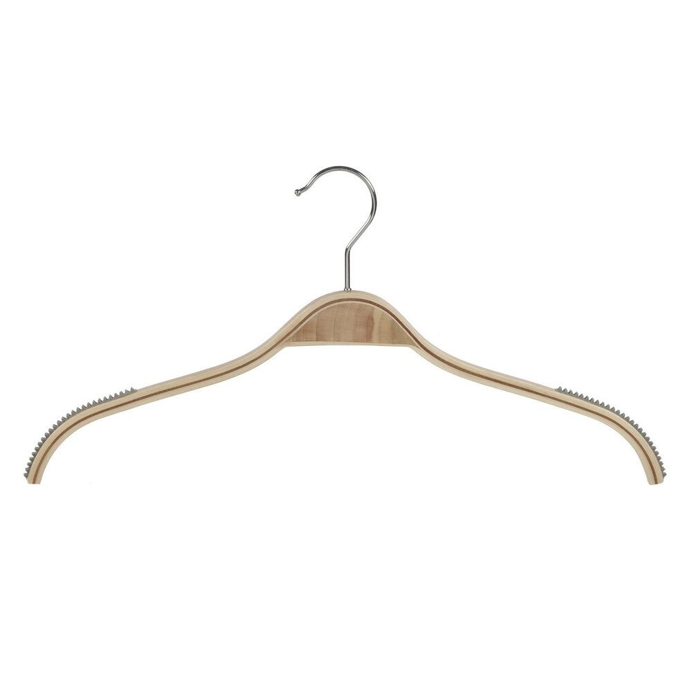 Cintre blouse / chemise (plat) bois bouleau verni naturel avec antidérapant sur épaules Cintre blouse / chemise (plat) bois bouleau verni naturel avec antidérapant sur épaules