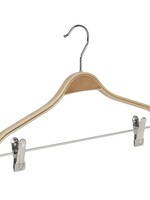 Cintre blouse / chemise (plat) bois bouleau verni naturel avec pinces antidérapantes