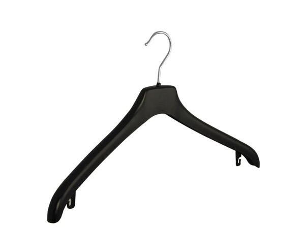 Cintre veste / costume (galbé) plastique noir avec épaules larges Cintre veste / costume (galbé) plastique noir avec épaules larges