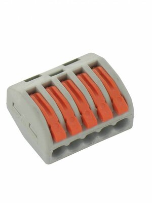 Wago verbindingsklem, lasklem 5-voudig