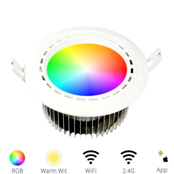 Milight / MiBoxer LED RGBW downlight 12W met driver RGB + Warm Wit