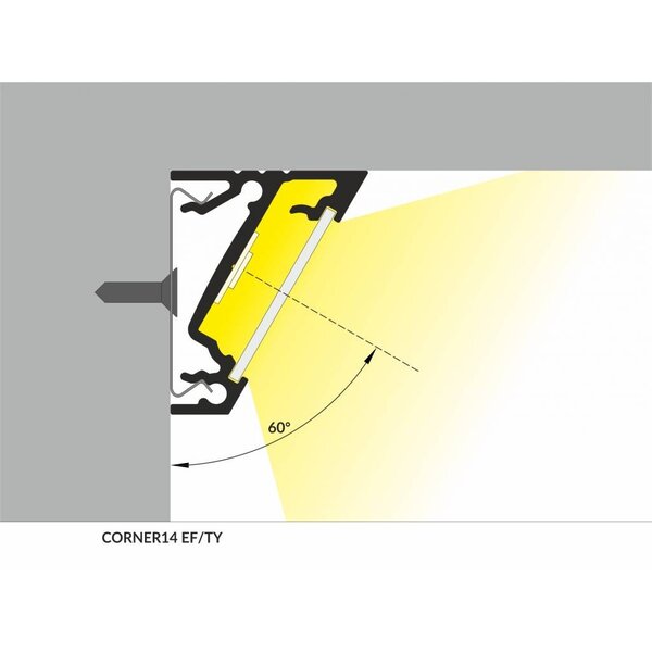Topmet 14mm Aluminium hoek profiel 2 meter 60/30 graden Corner14
