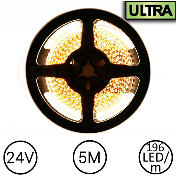 Epistar LED Strip Warm Wit 5 meter 196 LED 24 Volt - Ultra