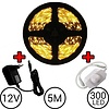 5 meter LED Strip Set Warm Wit Compleet met Dimmer