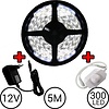 5 meter LED Strip Set Koud Wit Compleet met Dimmer