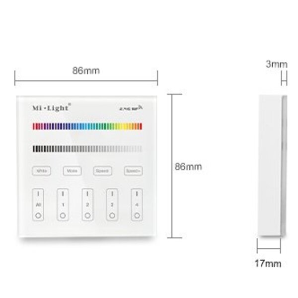 Milight / MiBoxer 2.4GHz Wandpaneel voor RGB en RGBW LED Strips