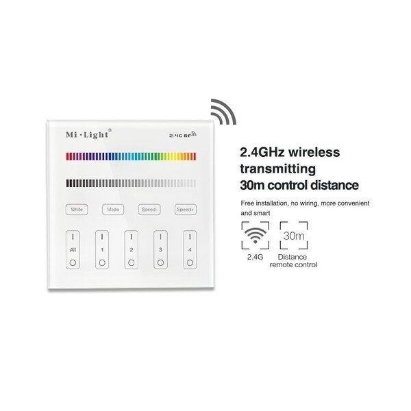 Milight / MiBoxer 2.4GHz Wandpaneel voor RGB en RGBW LED Strips