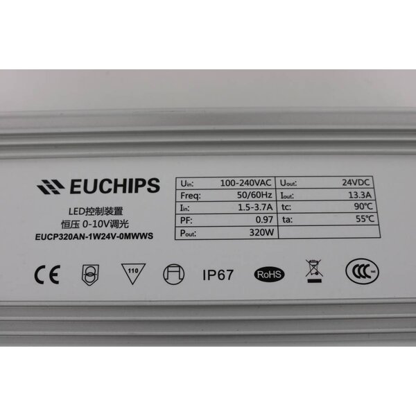 Euchips Waterdichte LED Driver 24V Dimbaar 1-10V 320W