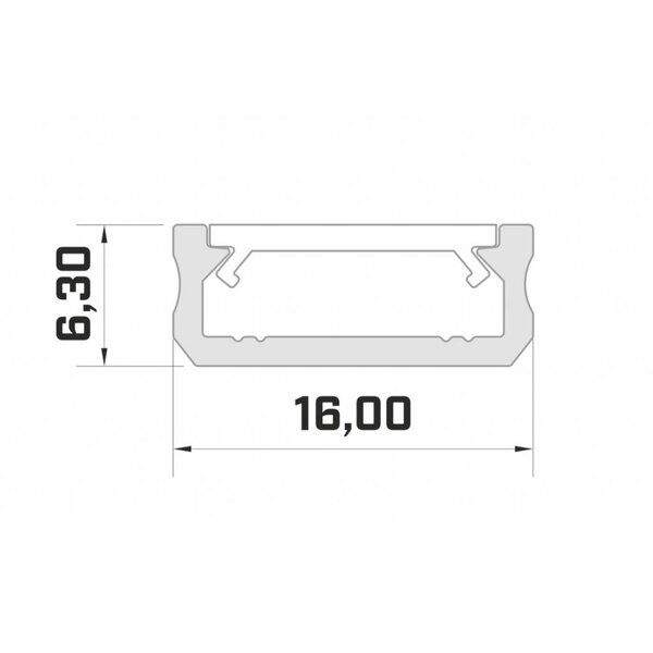 Lumines Aluminium opbouw profiel plat 2 meter (13mm binnenmaat)