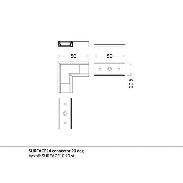 Topmet Aluminium opbouw profiel voor 14mm strips 2 meter Surface14