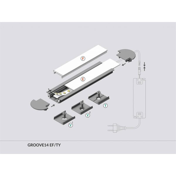 Topmet Aluminium inbouw profiel voor 14mm strips 1 meter Groove14