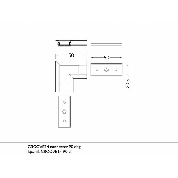 Topmet Aluminium inbouw profiel voor 14mm strips 1 meter Groove14