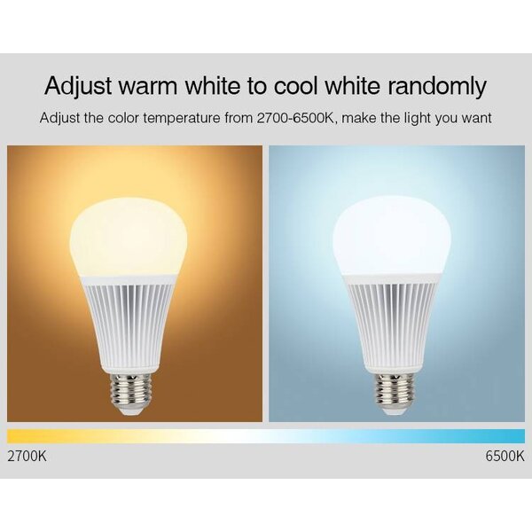 Milight / MiBoxer 9 Watt RGB + Warm Wit en Koud Wit E27 CCT Dual White Lamp