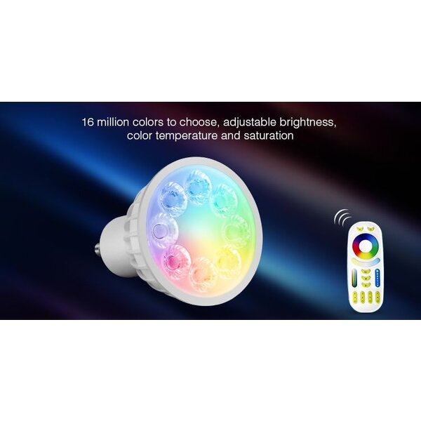 Milight / MiBoxer 4 Watt RGB + Warm Wit en Koud Wit GU10 CCT Dual White Inbouw Spot