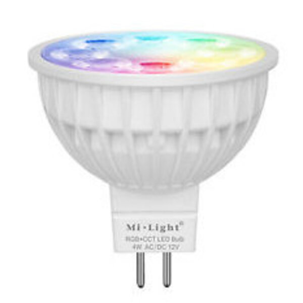 Milight / MiBoxer 4 Watt 12 Volt RGB + Warm Wit en Koud Wit MR16 CCT Dual White Inbouw Spot