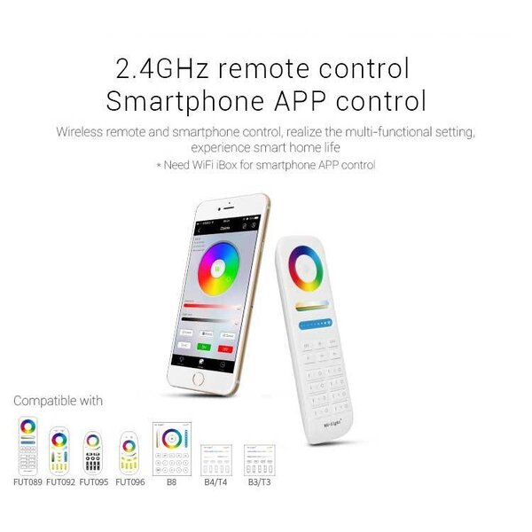 Milight / MiBoxer 9 Watt RGB + Warm Wit + Koud Wit CCT Downlight Vierkant