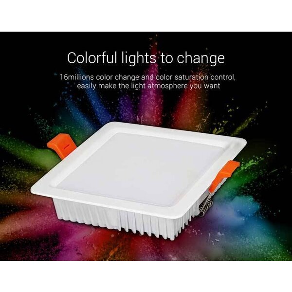 Milight / MiBoxer 9 Watt RGB + Warm Wit + Koud Wit CCT Downlight Vierkant