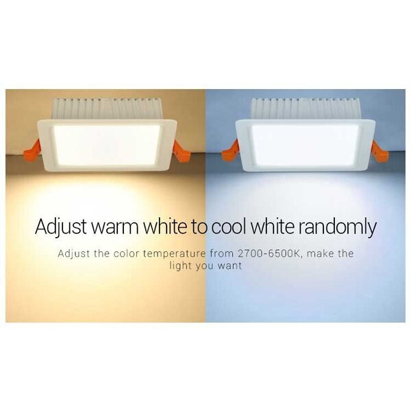 Milight / MiBoxer 9 Watt RGB + Warm Wit + Koud Wit CCT Downlight Vierkant