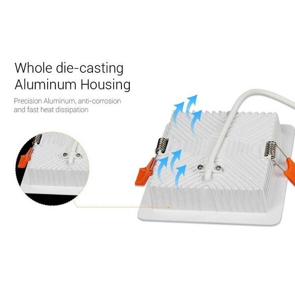 Milight / MiBoxer 9 Watt RGB + Warm Wit + Koud Wit CCT Downlight Vierkant