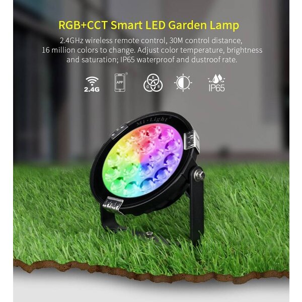 Milight / MiBoxer 9 Watt 230 Volt RGB + Warm Wit + Koud Wit Tuinlamp