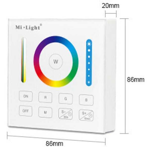 Milight / MiBoxer Smart Wandpaneel voor RGB, RGWB en RGB+CCT Zone  Controllers