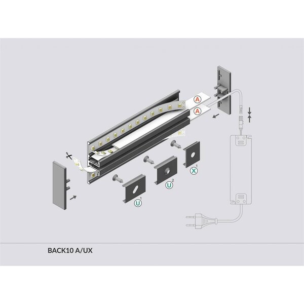 Topmet Aluminium T profiel 2 meter voor indirect licht Back10