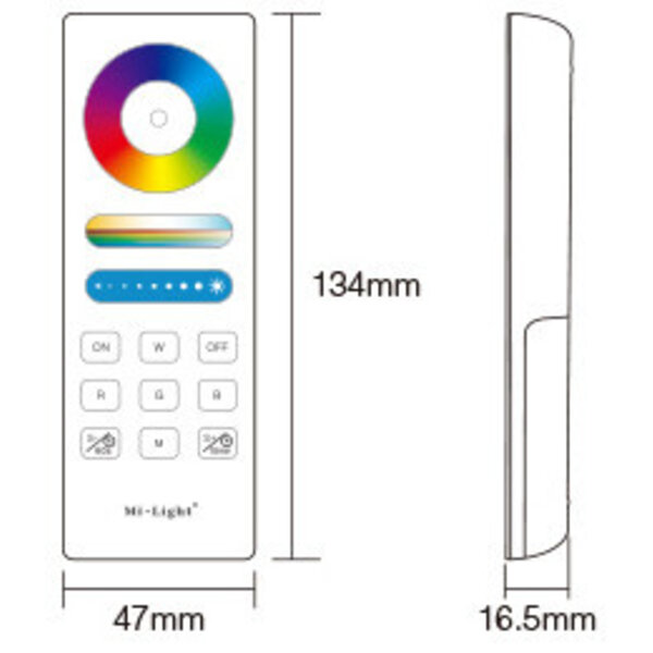 Milight / MiBoxer Single Zone RGB / RGBW / RGB+CCT Afstandsbediening