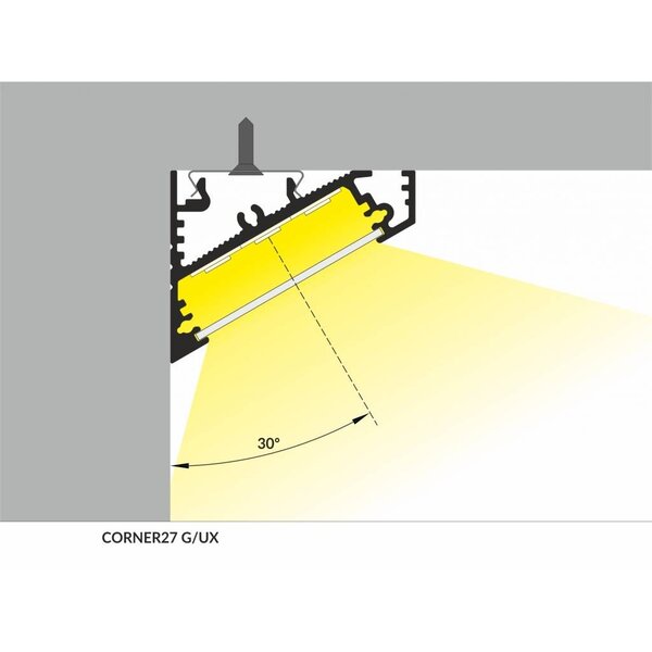 Topmet XL 27mm Aluminium hoek profiel 2 meter 60/30 graden Corner27