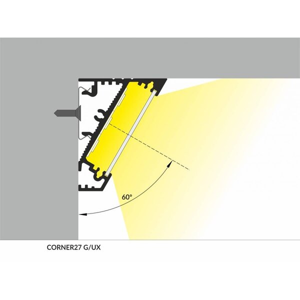 Topmet XL 27mm Aluminium hoek profiel 1 meter 60/30 graden Corner27