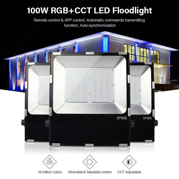 Milight / MiBoxer 100 Watt RGB+CCT LED Floodlight Warm Wit + Koud Wit