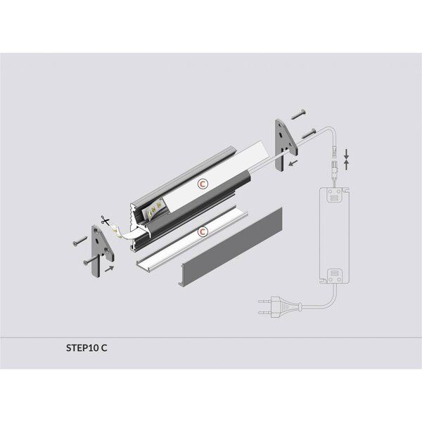 Topmet Aluminium LED Profiel 1 meter voor traptreden STEP10