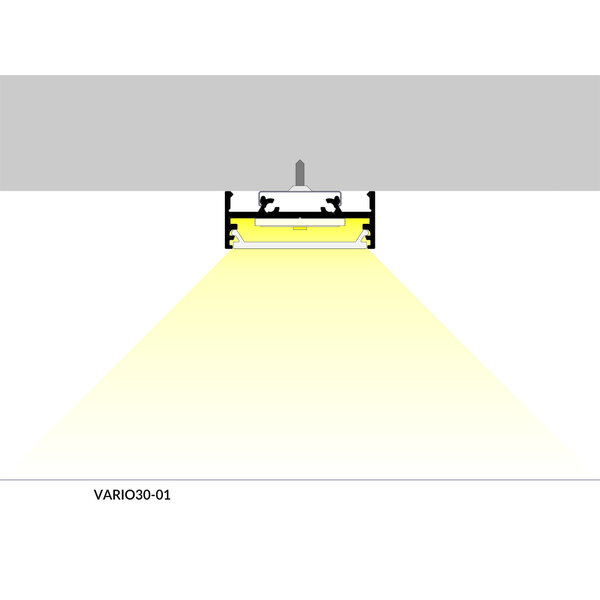 Topmet Aluminium Opbouw Profiel Plat 2 meter VARIO30-01