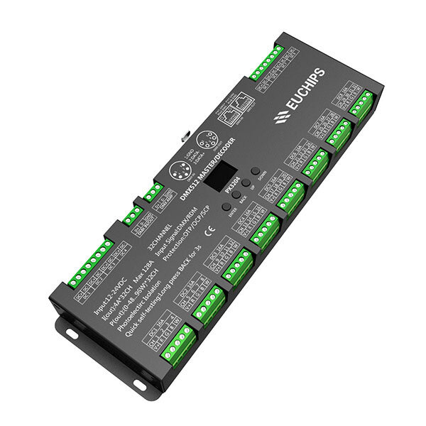 Euchips DMX RGBW Master/Decoder 32 kanalen Max 128A 12-24V