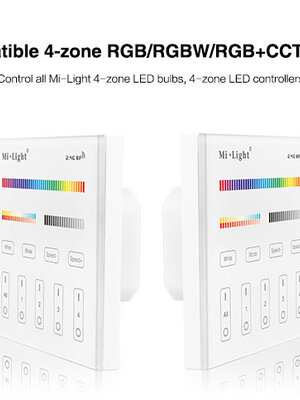 Draadloos 2,4Ghz Inbouw Wandpaneel 230 Volt 4 Zone RGB+CCT