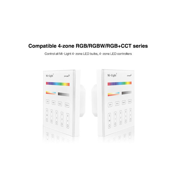 Milight / MiBoxer Draadloos 2,4Ghz Inbouw Wandpaneel 230 Volt 4 Zone RGB+CCT