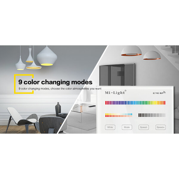 Milight / MiBoxer Draadloos 2,4Ghz Inbouw Wandpaneel 230 Volt 4 Zone RGB+CCT