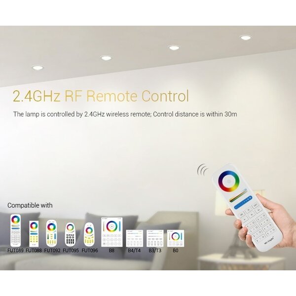 Milight / MiBoxer 9 Watt RGB + Warm Wit + Koud Wit CCT Downlight Dual White