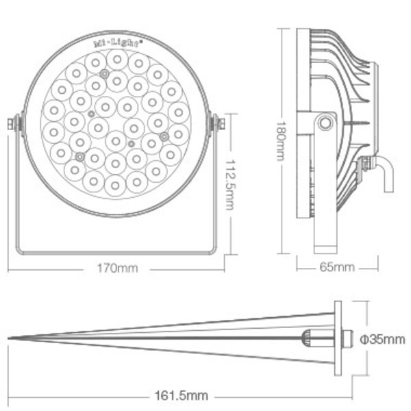 Milight / MiBoxer 25 Watt 230 Volt RGB + Warm Wit + Koud Wit Tuinlamp