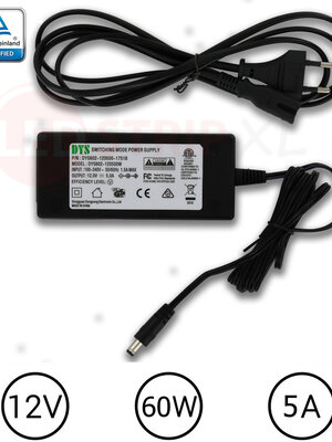 LEDstrip voedingsadapter 12V - 5A – 60 Watt