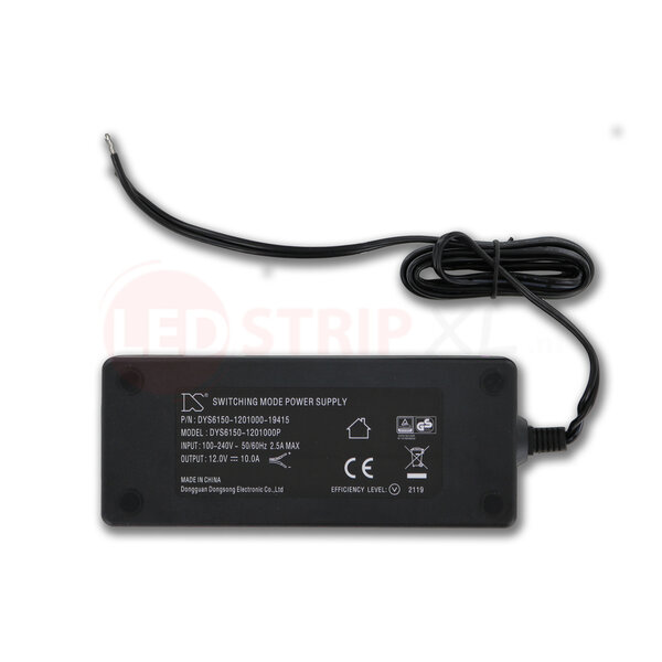 DYS LEDstrip voedingsadapter 12V - 10A – 120 Watt - TÜV keurmerk - Efficiëntielevel 5