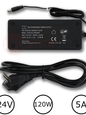 LEDstrip voedingsadapter 24V - 5A – 120 Watt