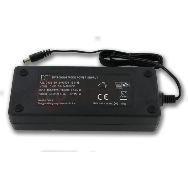 DYS LEDstrip voedingsadapter 24V - 5A – 120 Watt - TÜV keurmerk - Efficiëntielevel 5
