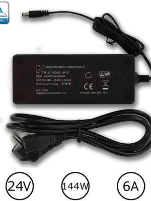 LEDstrip voedingsadapter 24V - 6A – 144 Watt