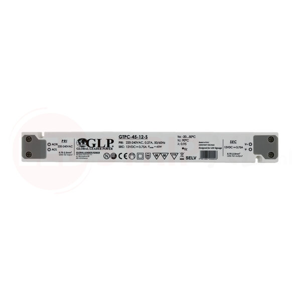 GLP Extra smalle LED driver/transformator 12V 45W 3.75A