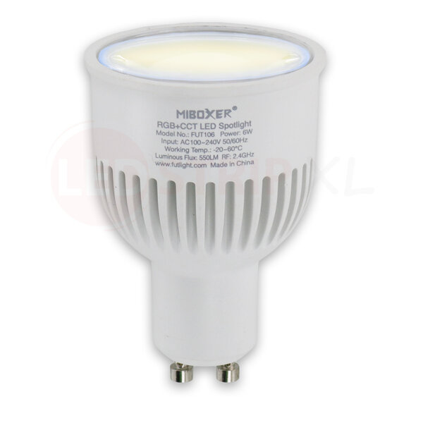 Milight / MiBoxer RGB+CCT LED Spot 6W GU10 met diffuse lens