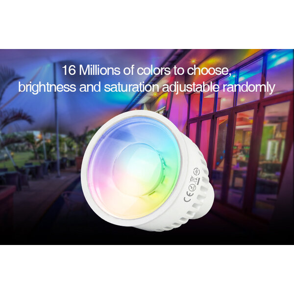 Milight / MiBoxer RGB+CCT LED Spot 6W GU10 met diffuse lens