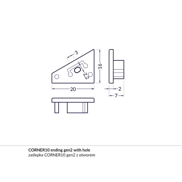 Topmet Corner10 Einddop Zilver
