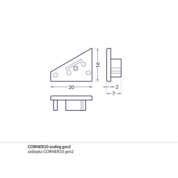Topmet Corner10 Einddop Zwart