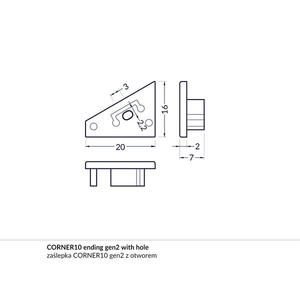 Topmet Corner10 Einddop Zwart