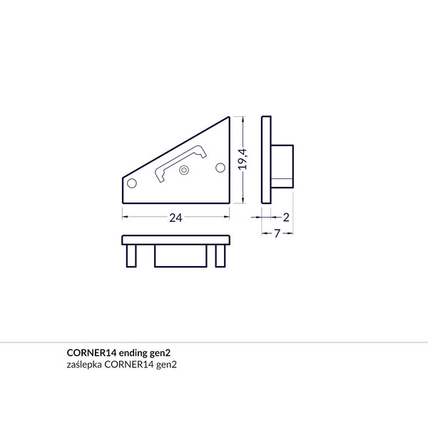Topmet Corner14 Einddop Zwart